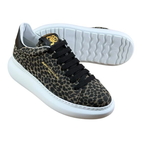 John Galliano Women’s shoes Leather-trimmed leopard sneakers casual - Picture 1 of 13